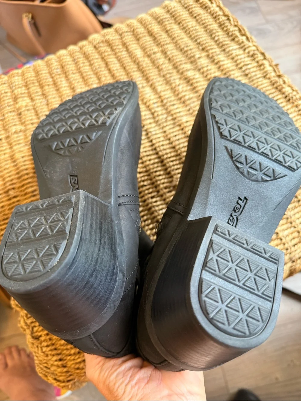 TOMS Black Leather Ankle Boots for Women